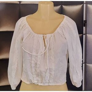 Elegant White Lace Trim Blouse